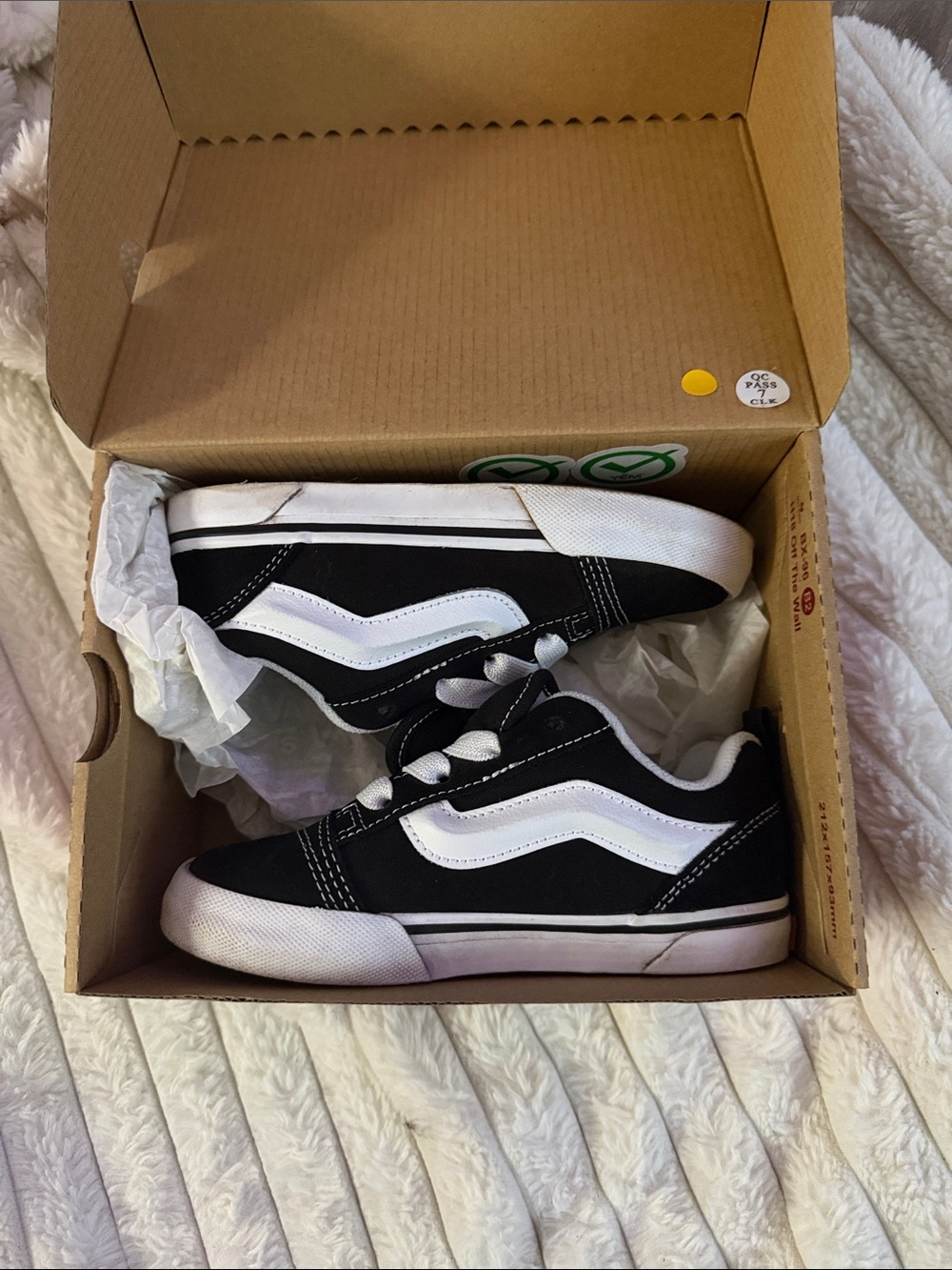 Vans Kids Black and White Low-Top Skate Sneakers